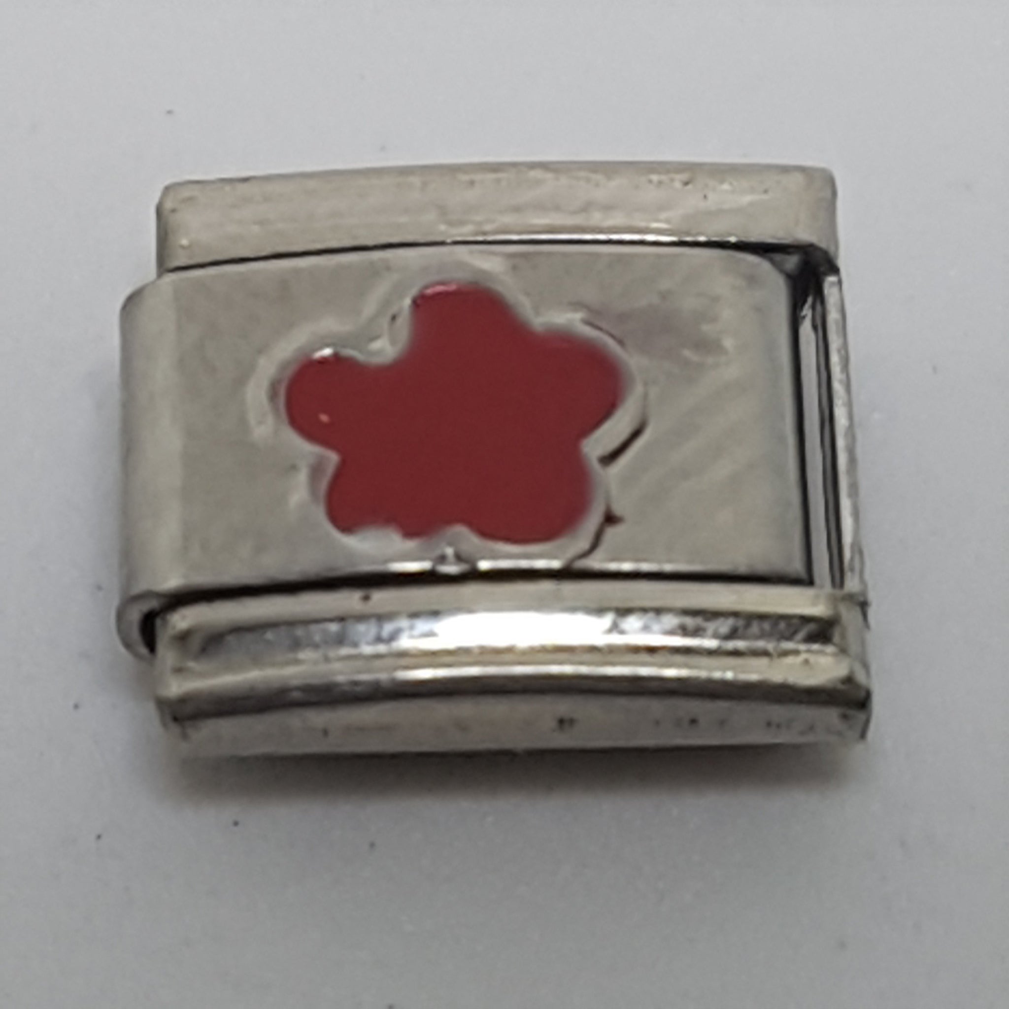 Italian Charm Star Flower Red Enamel (Fits Nomination Bracelet)