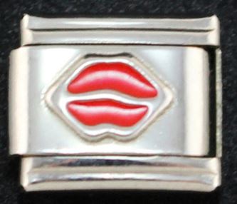 Italian Charm Lips Red Enamel (Fits Nomination Bracelet)