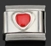 Italian Charm Heart Red Enamel (Fits Nomination Bracelet)