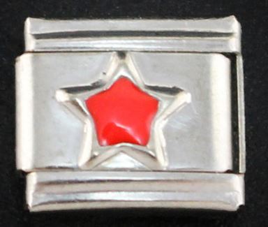 Italian Charm Star Red Enamel (Fits Nomination Bracelet)