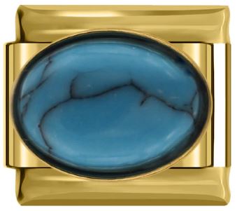 Italian Charm Blue Stone on 'Gold' (Fits Nomination Bracelet)