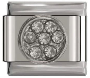 Italian Charm Circle Disk Diamante on 'Silver' (Fits Nomination Bracelet)