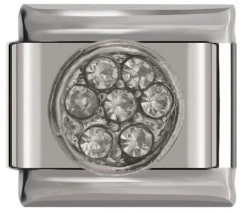Italian Charm Circle Disk Diamante on 'Silver' (Fits Nomination Bracelet)