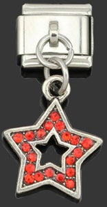 Italian Charm Dangle Star Red Rhinestone (Fits Nomination Bracelet)