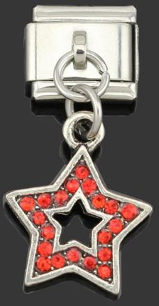 Italian Charm Dangle Star Red Rhinestone (Fits Nomination Bracelet)