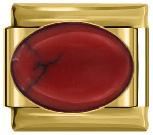 Italian Charm Red Stone on 'Gold' (Fits Nomination Bracelet)