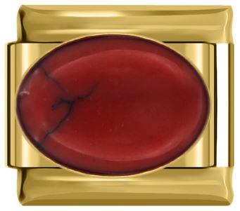 Italian Charm Red Stone on 'Gold' (Fits Nomination Bracelet)