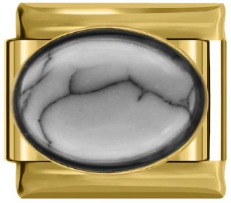 Italian Charm 'Gold' Marble Grey Stone (Fits Nomination Bracelet)