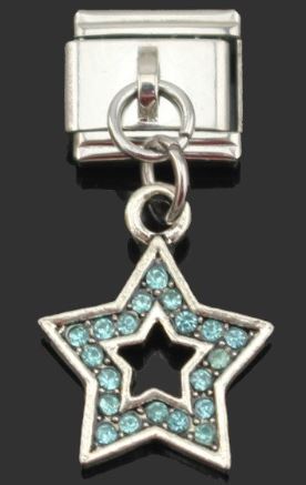 Italian Charm Dangle Star Light Blue Rhinestone (Fits Nomination Bracelet)