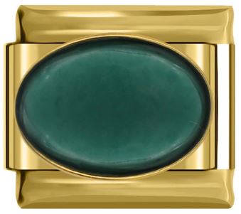 Italian Charm Green Stone on 'Gold' (Fits Nomination Bracelet)
