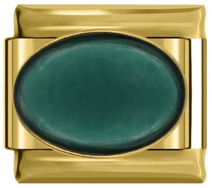 Italian Charm Green Stone on 'Gold' (Fits Nomination Bracelet)