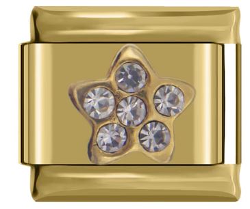 Italian Charm Flower Diamante on 'Gold' (Fits Nomination Bracelet)