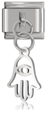 Italian Charm Dangle Hand of Fatima/Hamsa & Greek Eye (Fits Nomination Bracelet)