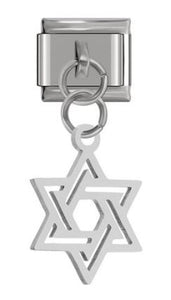 Italian Charm Star of David Magen David 'Silver' Dangle on 'Silver' Link (Fits Nomination Bracelet)