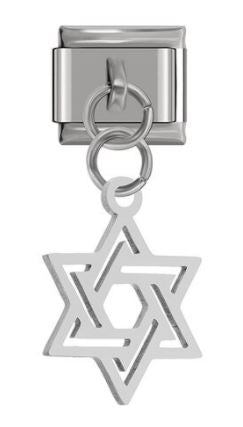 Italian Charm Star of David Magen David 'Silver' Dangle on 'Silver' Link (Fits Nomination Bracelet)