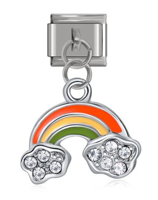 Italian Charm Enamel Rainbow and Cloud 'Silver' Dangle (Fits Nomination Bracelet)