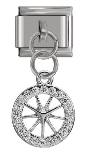 Italian Charm Diamante Nautical Wheel 'Silver' Dangle (Fits Nomination Bracelet)