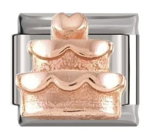 Italian Charm Wedding Cake 'Rose Gold' 'Silver' (Fits Nomination Bracelet)