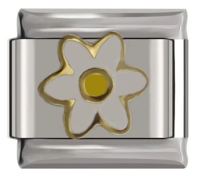 Italian Charm Enamel Daisy 'Silver' (Fits Nomination Bracelet)