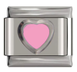 Italian Charm Pink Enamel Heart 'Silver' (Fits Nomination Bracelet)