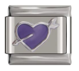 Italian Charm Purple Enamel 'Silver' Cupid Heart 'Silver' (Fits Nomination Bracelet)