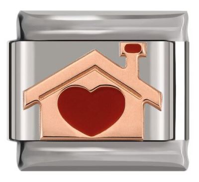 Italian Charm Heart in 'Gold' House 'Silver' (Fits Nomination Bracelet)