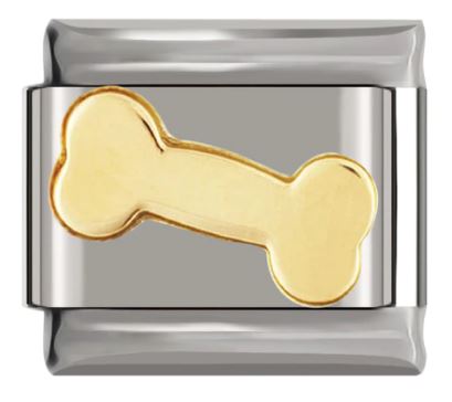 Italian Charm Dog Bone 'Gold' 'Silver' (Fits Nomination Bracelet)