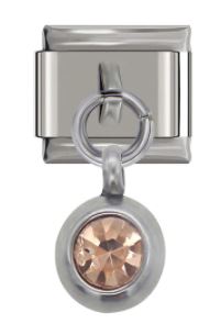 Italian Charm Diamante 'Champagne' Encased in 'Silver' Dangle (Fits Nomination Bracelet)