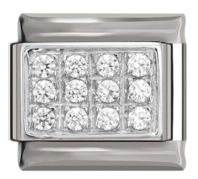 Italian Charm Diamante Rectangle Grid 'Silver' (Fits Nomination Bracelet)