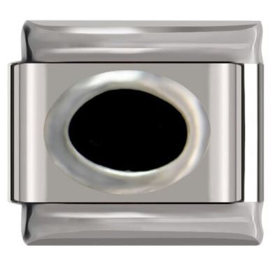 Italian Charm Oval Black Semi-Precious Stone 'Silver' (Fits Nomination Bracelet)