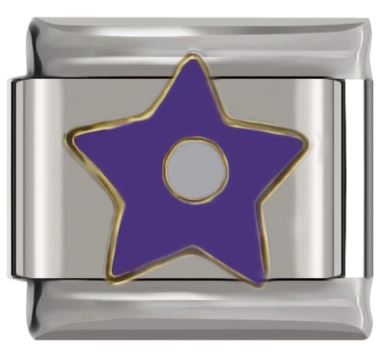 Italian Charm Purple Enamel Star 'Silver' (Fits Nomination Bracelet)