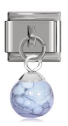 Italian Charm 'Marble' Grey Stone 'Silver' Dangle (Fits Nomination Bracelet)