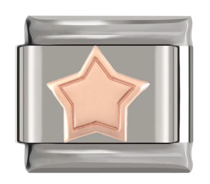 Italian Charm Star 'Rose Gold' on 'Silver' Link (Fits Nomination Bracelet)