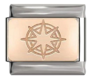 Italian Charm Nautical Star on 'Rose Gold' Plate 'Silver' Link (Fits Nomination Bracelet)
