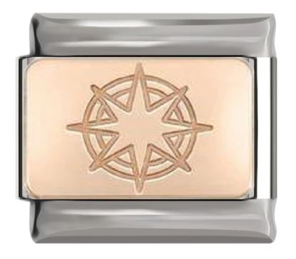Italian Charm Nautical Star on 'Rose Gold' Plate 'Silver' Link (Fits Nomination Bracelet)
