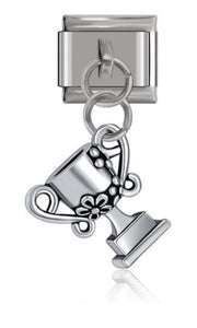 Italian Charm Trophy 'Silver/Pewter' Dangle on 'Silver' Link (Fits Nomination Bracelet)