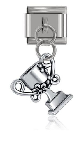 Italian Charm Trophy 'Silver/Pewter' Dangle on 'Silver' Link (Fits Nomination Bracelet)