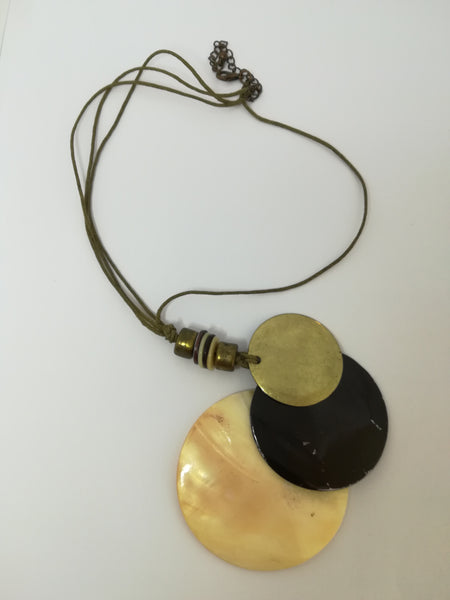 Necklace Chord and Disks (Metal and Shell)