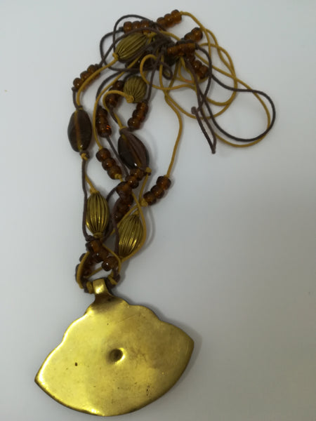 Necklace Multi-strand with 'Brass' Matt Pendant