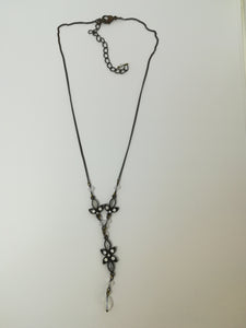 Necklace 'Brass' and Diamante Opal with Chain Extender
