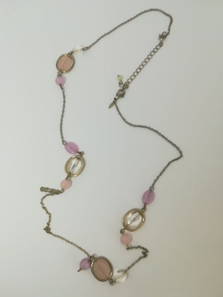 Necklace Pink Faux Gem, Light Chain