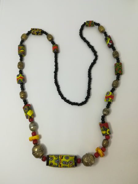 Necklace African Trade Beads: Millefiori with Large Rare Millefiori in Centre