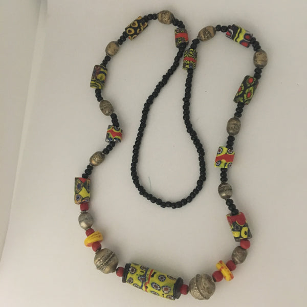 Necklace African Trade Beads: Millefiori with Large Rare Millefiori in Centre