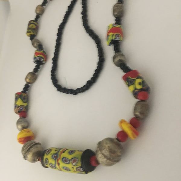 Necklace African Trade Beads: Millefiori with Large Rare Millefiori in Centre