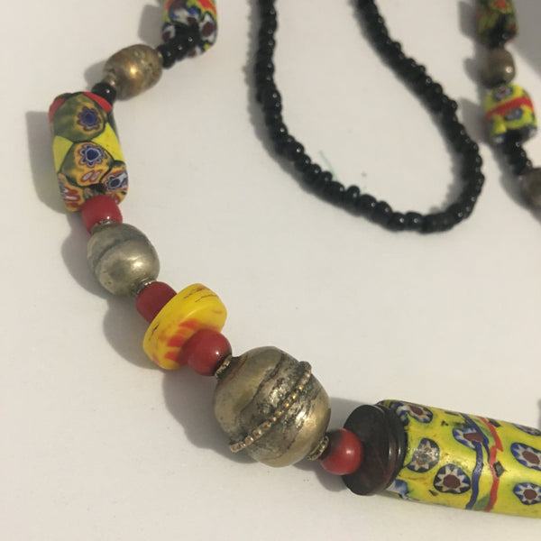 Necklace African Trade Beads: Millefiori with Large Rare Millefiori in Centre