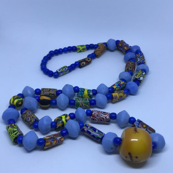 Millefiori with Round Amber Beads Necklace