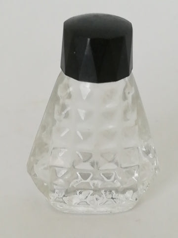 Miniature Perfume Bottle: Lovely faceted with black lid. No design house (10ml)