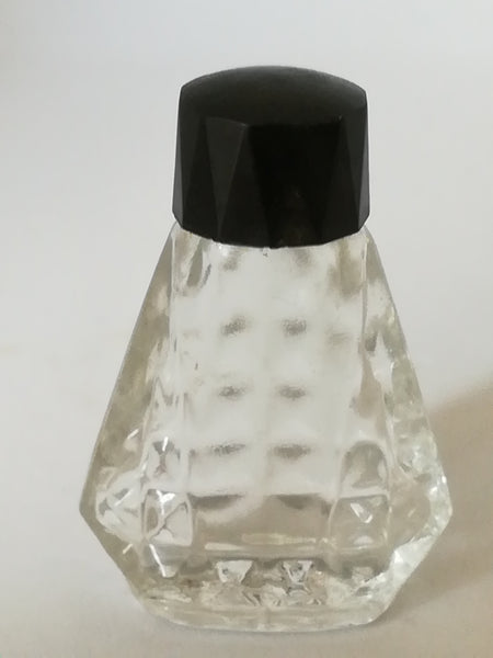 Miniature Perfume Bottle: Lovely faceted with black lid. No design house (10ml)