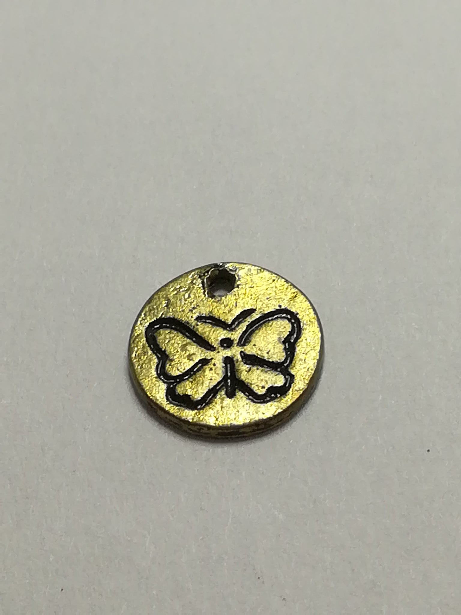 Charm Dangle: 'Brass' Butterfly Disk
