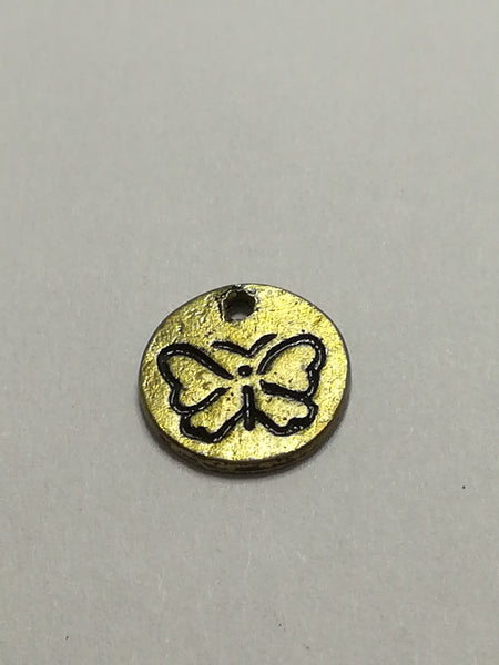 Charm Dangle: 'Brass' Butterfly Disk